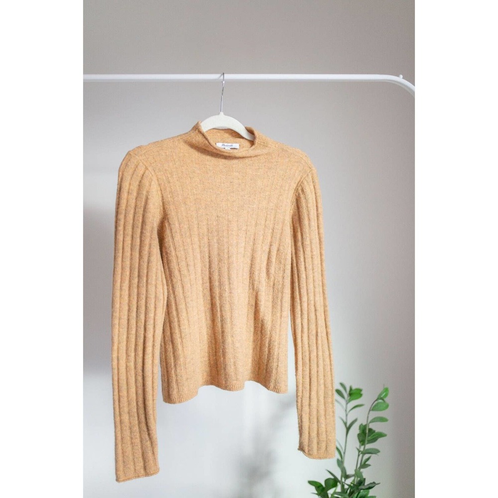 Madewell Evercrest Turtleneck Alpaca Blend Mustard Soft Cozy Knit Sweater SZ L